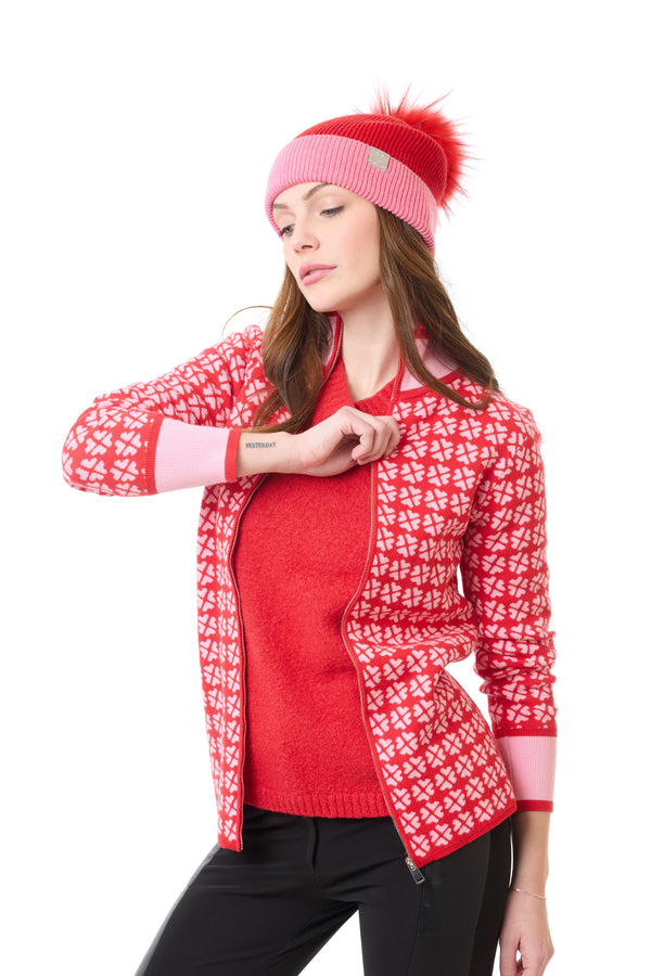 Zip veste red pink